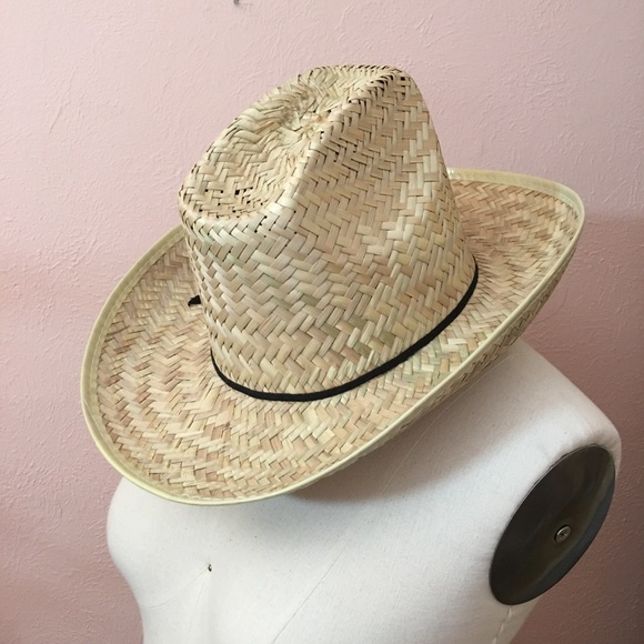 Vintage Natural Straw Woven southwestern Cowboy Hat Coastal Cowgirl - Picture 4 of 13